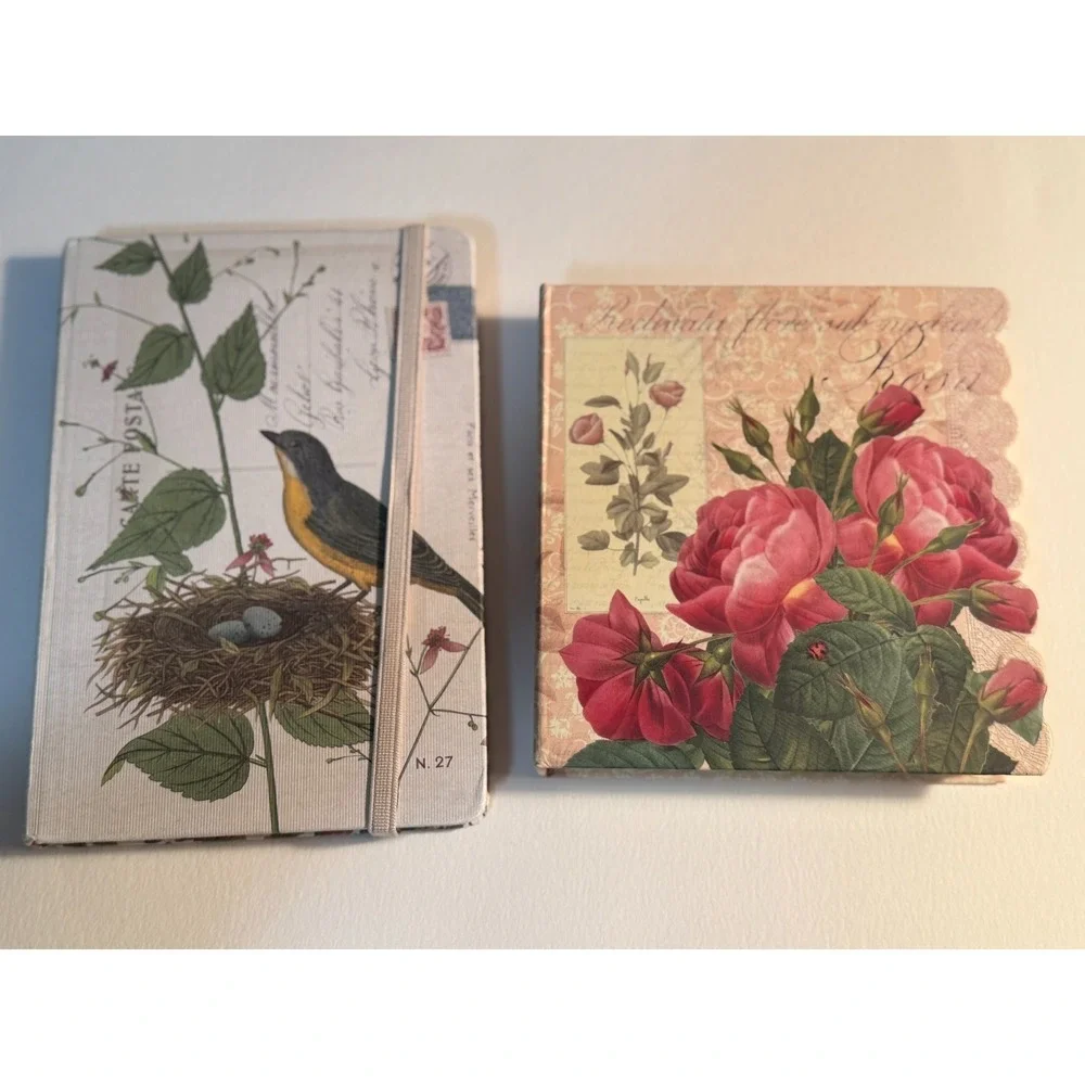 2‎ blank journals, Bird & Roses Nature. Lined Unused Beautiful Vintage